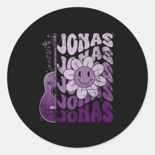 Jonas First Name I Love Jonas Girl Groovy 80's Vin Classic Round Sticker