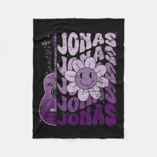 Jonas First Name I Love Jonas Girl Groovy 80's Vin Fleece Blanket