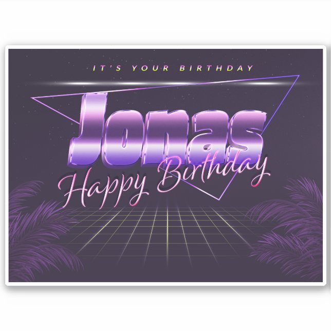 Jonas Name First Name lila retro Sticker Birthday (Front)