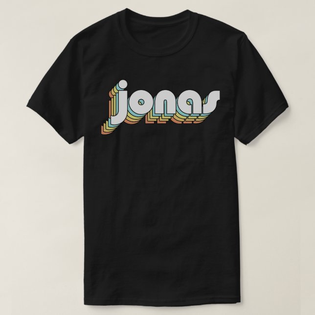 Jonas Retro Rainbow Typography Faded Style T-Shirt (Design Front)