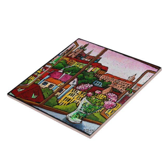 Jonathan Kis-Lev Sunset in Prague Tile (Side)