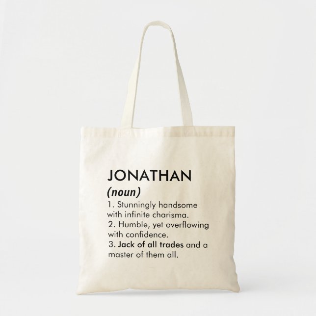 Jonathan name, Editable name, Custom name Tote Bag (Front)