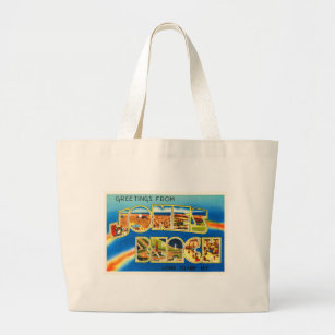 Jones Beach New York NY Vintage Travel Souvenir Large Tote Bag