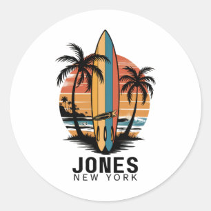 Jones Beach New York Surfing Surfer _3 Classic Round Sticker