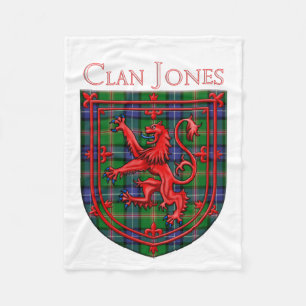 Jones Tartan Scottish Plaid Lion Rampant Fleece Blanket