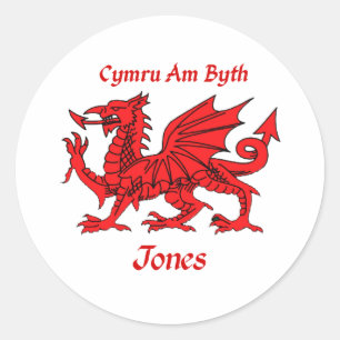 Jones Welsh Dragon Classic Round Sticker