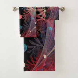 Jonglage Abstract Modern Fantasy Fractal Art Bath Towel Set