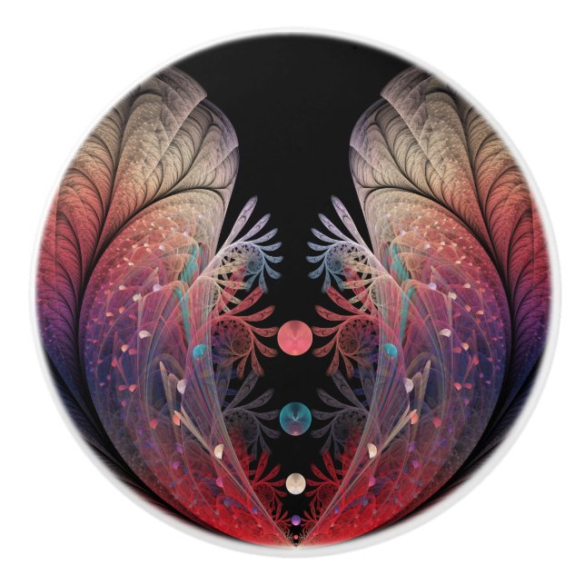 Jonglage Abstract Modern Fantasy Fractal Art Ceramic Knob (Front)
