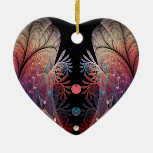 Jonglage Abstract Modern Fantasy Fractal Art Heart Ceramic Tree Decoration