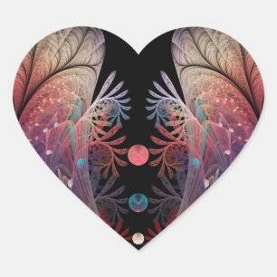 Jonglage Abstract Modern Fantasy Fractal Art Heart Sticker