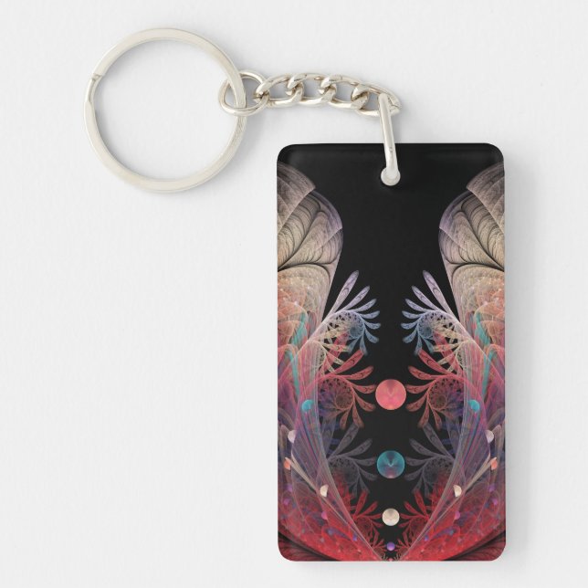Jonglage Abstract Modern Fantasy Fractal Art Key Ring (Front)