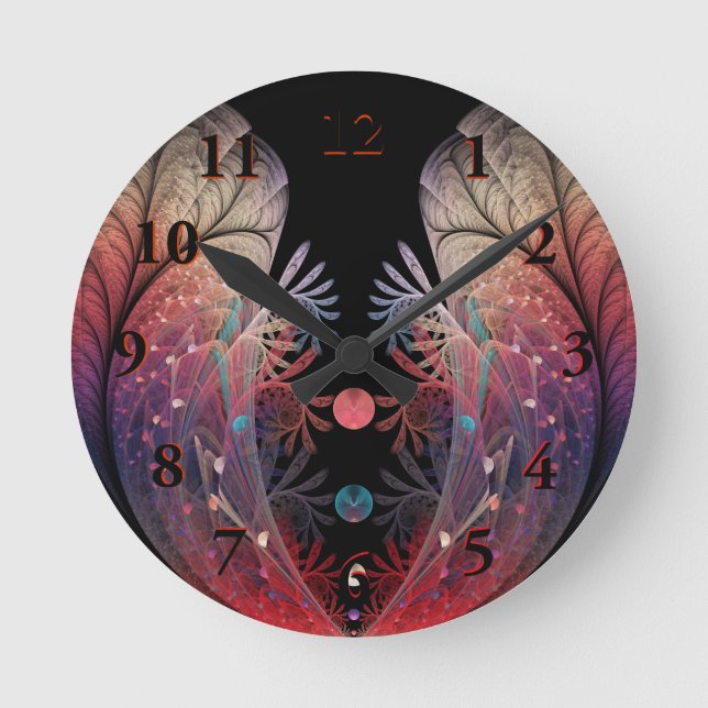 Jonglage Abstract Modern Fantasy Fractal Art Round Clock (Front)