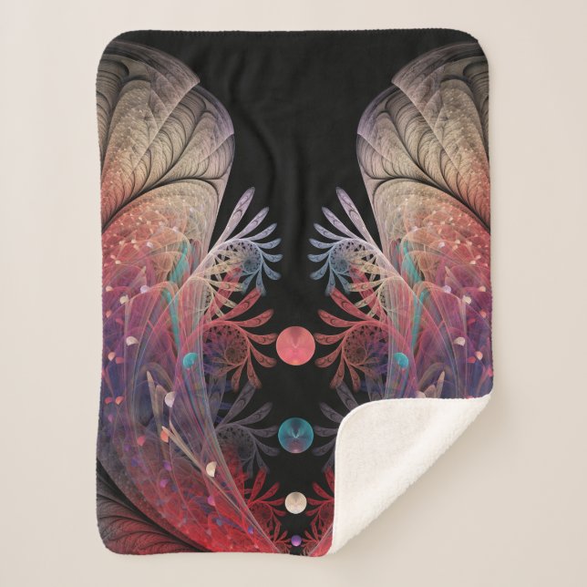 Jonglage Abstract Modern Fantasy Fractal Art Sherpa Blanket (Front)