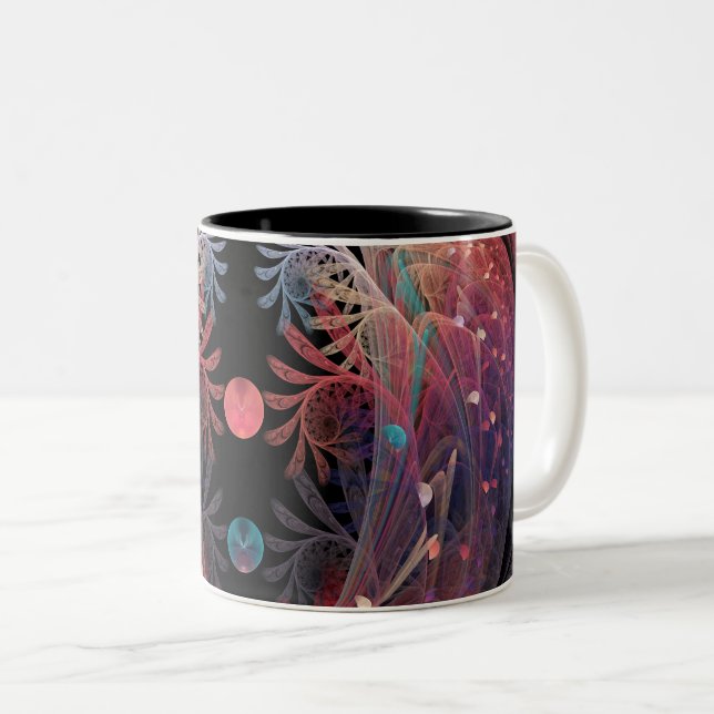 Jonglage Abstract Modern Fantasy Fractal Art Two-Tone Coffee Mug (Front Right)