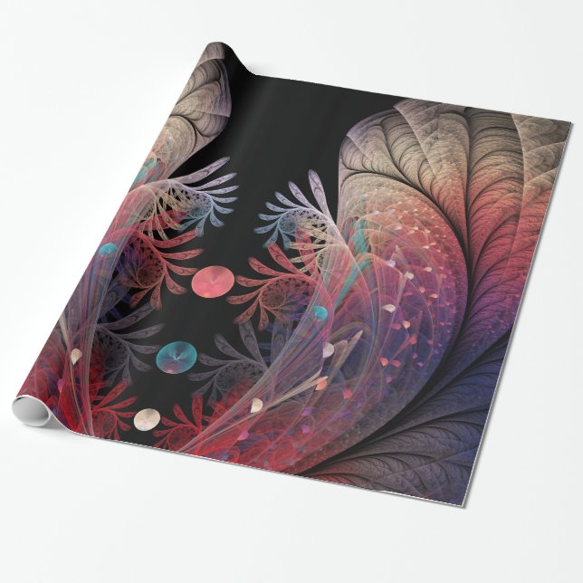 Jonglage Abstract Modern Fantasy Fractal Art Wrapping Paper (Unrolled)