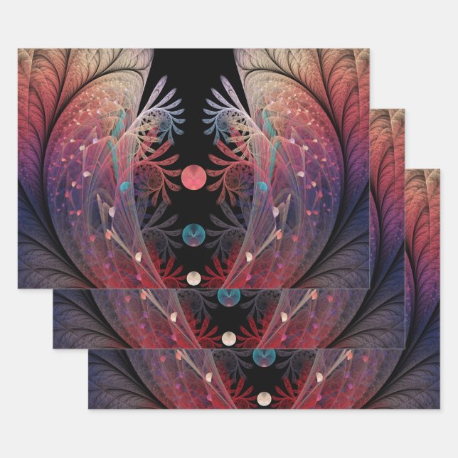 Jonglage Abstract Modern Fantasy Fractal Art Wrapping Paper Sheet (Set)