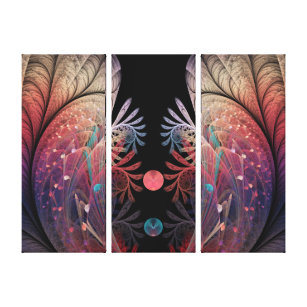 Jonglage Abstract Modern Fantasy Fractal Triptych Canvas Print