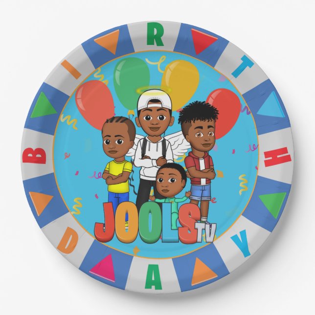 JOOLS TV®️ Blue 9 in Round Paper Plates (Front)