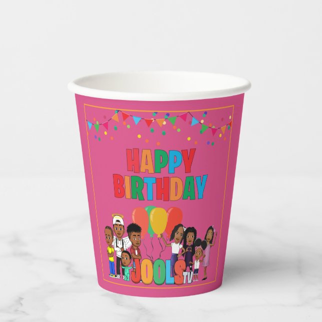 JOOLS TV®️ Pink Paper Cups (Front)