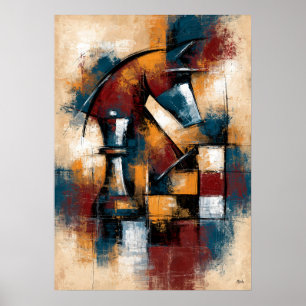 Joou Queen Form Abstract Chess Art in Japanese Poster