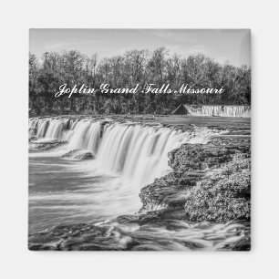 Joplin Grand Falls Overview Grayscale Magnet