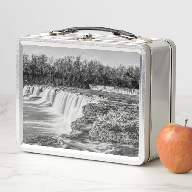 Joplin Grand Falls Overview Grayscale Metal Lunch Box (In Situ)
