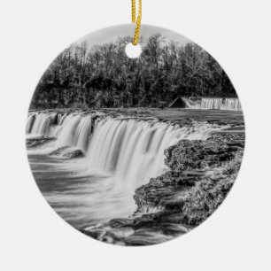 Joplin Grand Falls Overview Grayscale Ornament