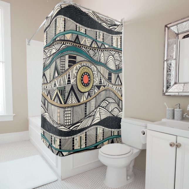 JORD SUNSET SHOWER CURTAIN (In Situ)