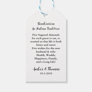 Jordan Almond Favour Tags, Wedding tags, Thank You Gift Tags