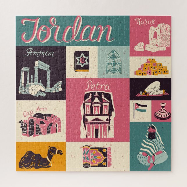 Jordan Culture Retro Illustrated Symbols Jigsaw Puzzle (Vertical)