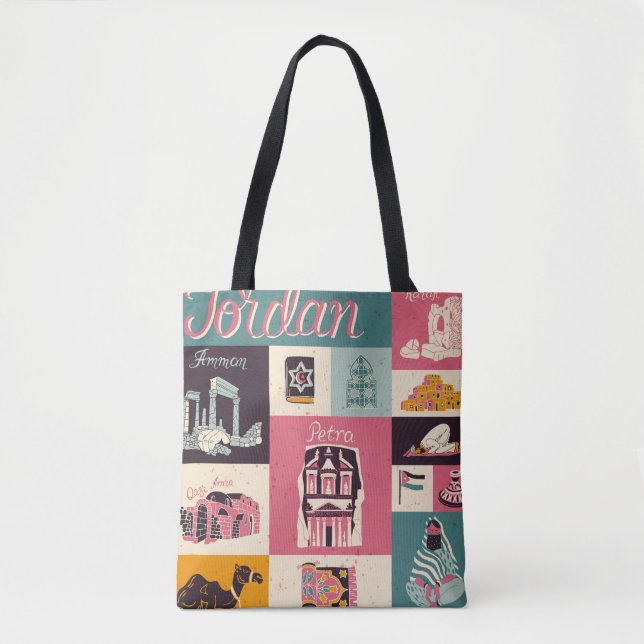 Jordan Culture Retro Illustrated Symbols Tote Bag (Front)