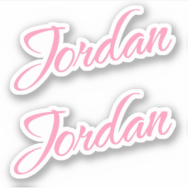 Jordan Decorative Name in Pink x2 Sticker (Front)