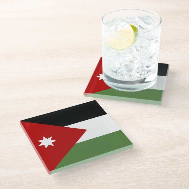 Jordan flag glass coaster (Angled)