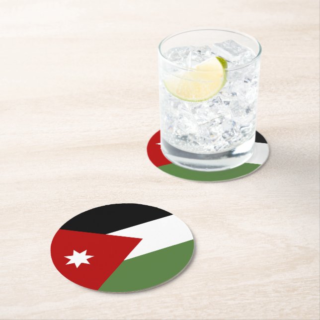 Jordan flag round paper coaster (Insitu)