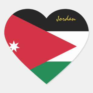 Jordan Heart Sticker, Patriotic Jordanian Flag Sticker