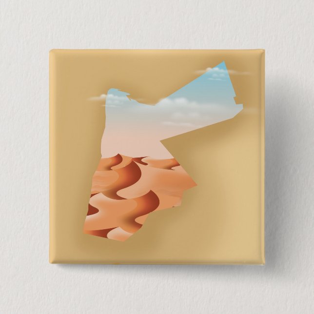 Jordan illustrated map travel poster 15 cm square badge (Front)