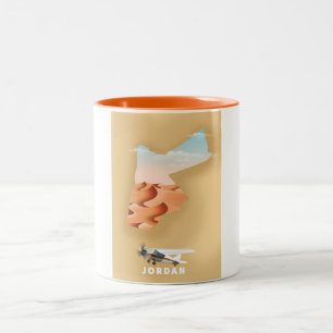 Jordan illustrated map travel poster Two-Tone coffee mug