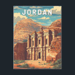 Jordan Illustration Travel Art Vintage Postcard<br><div class="desc">Jordan retro vector travel design. From the iconic rose-red city of Petra and the vast Wadi Rum Desert to the Dead Sea and historic ruins of Jerash,  Jordan offers a journey through history,  adventure,  and natural beauty.</div>