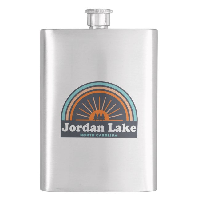 Jordan Lake North Carolina Rainbow Hip Flask (Front)