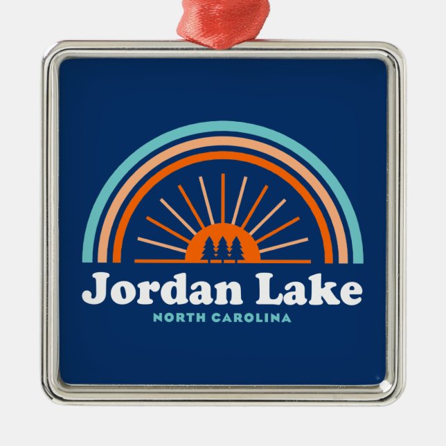 Jordan Lake North Carolina Rainbow Metal Tree Decoration (Front)