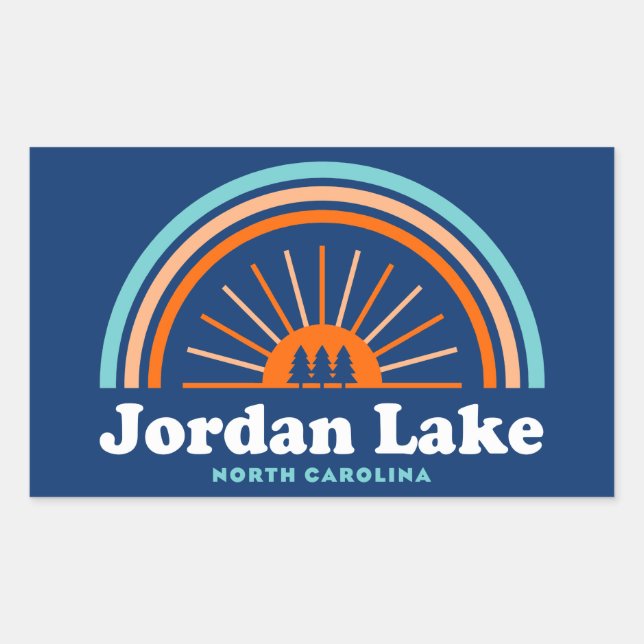 Jordan Lake North Carolina Rainbow Rectangular Sticker (Front)