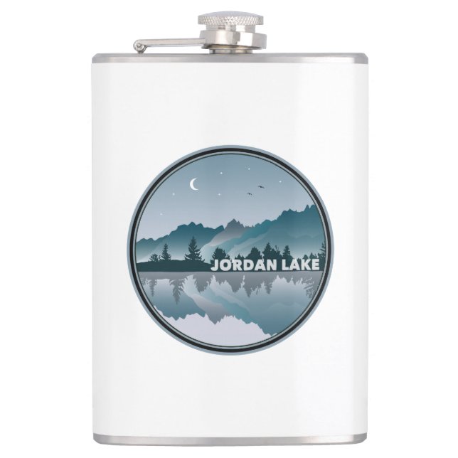Jordan Lake North Carolina Reflection Hip Flask (Front)
