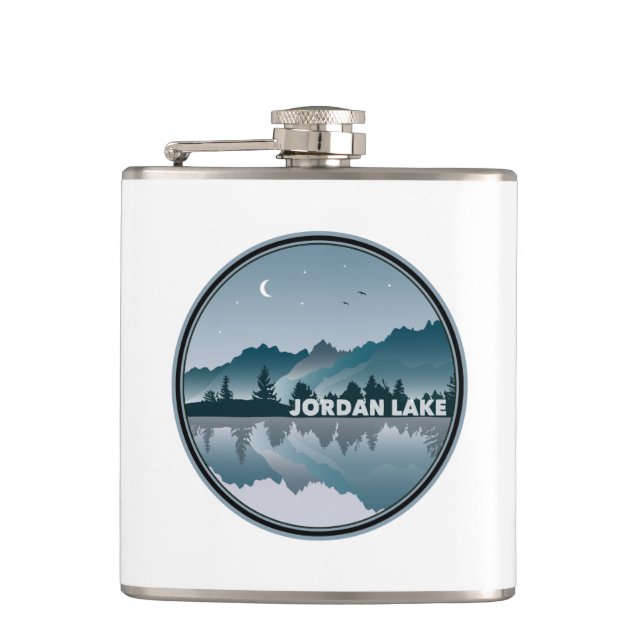 Jordan Lake North Carolina Reflection Hip Flask (Front)