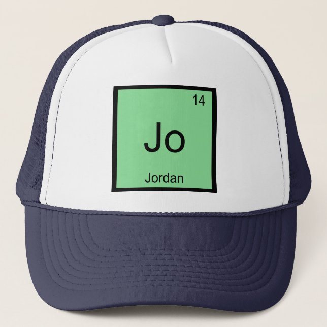 Jordan  Name Chemistry Element Periodic Table Trucker Hat (Front)