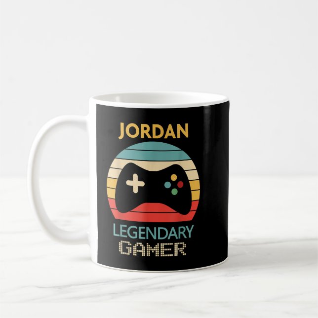 Jordan Name Gift - Personalised Legendary Gamer  Coffee Mug (Left)