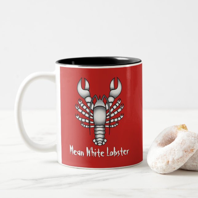 Jordan Peterson Mean White Lobster Man Meme Two-Tone Coffee Mug (With Donut)