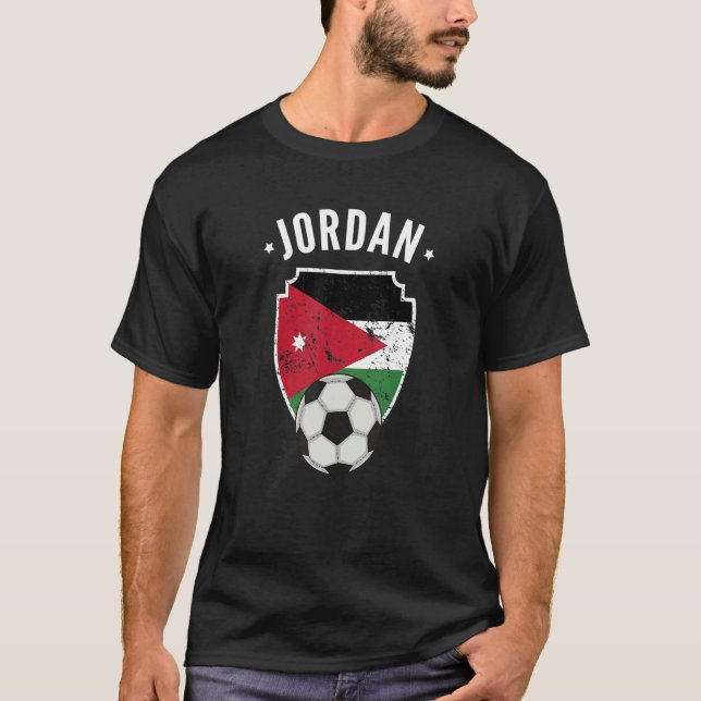 Jordan Soccer Jordan Flag Football Jordanian Pride T-Shirt (Front)