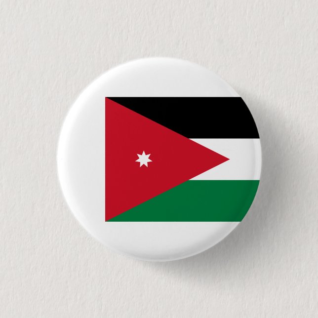 Jordanian Flag, Flag of Jordan 3 Cm Round Badge (Front)