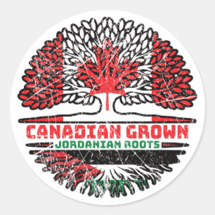 Jordanian Jordan Canadian Canada Tree Roots Flag Classic Round Sticker
