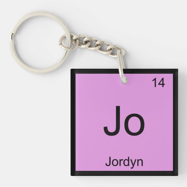 Jordyn  Name Chemistry Element Periodic Table Key Ring (Front)